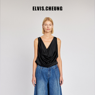 ELVIS.CHEUNG春夏新品轻奢复古真丝荡领背心打底内搭蒋云设计师