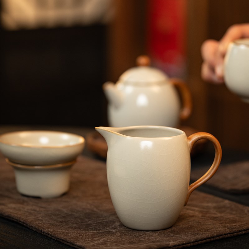汝窑公道杯茶漏体全瓷过分茶器公杯茶茶道匀杯片