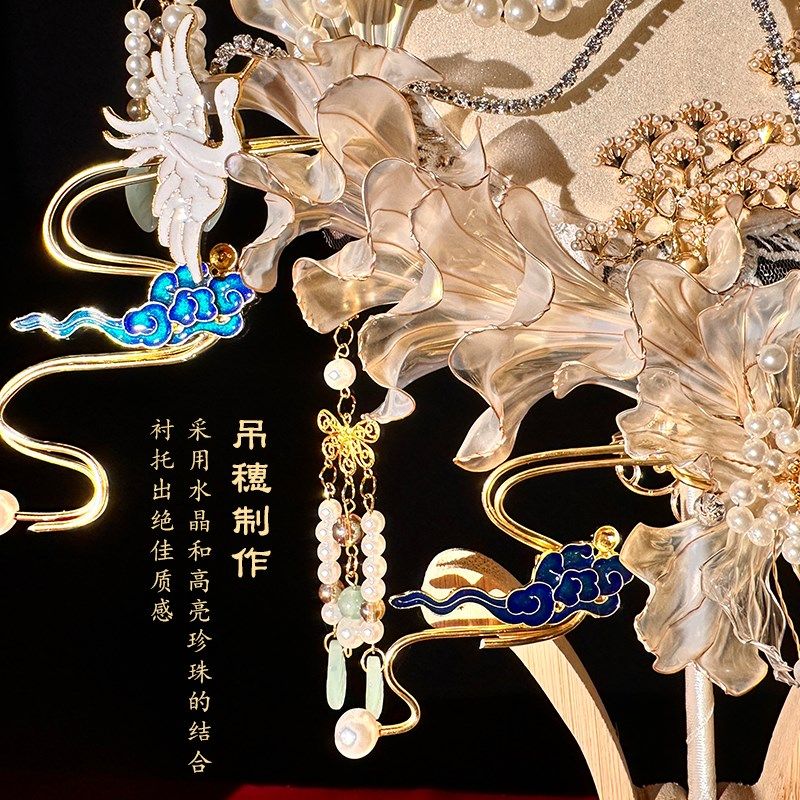 珍扇记燕尔新婚团扇材料包成品新娘 结婚喜扇重工出嫁秀禾