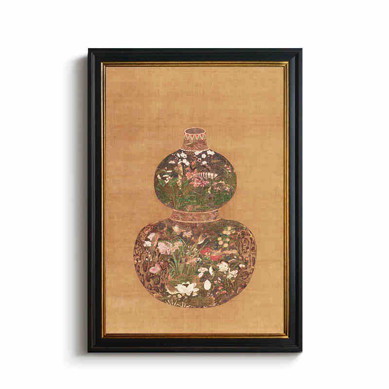 葫芦新入户玄关走廊饰画中古风挂画法式复古寓意壁画