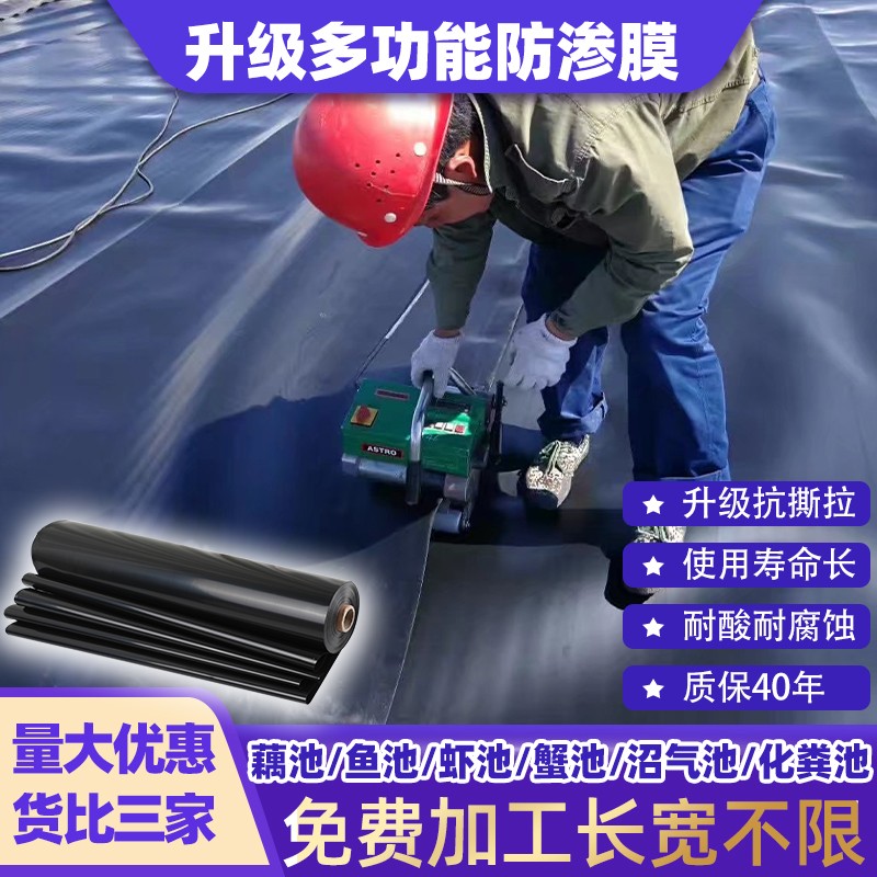 鱼塘防渗膜土工膜防漏防水布鱼池护坡塑料膜藕池养殖加厚地膜