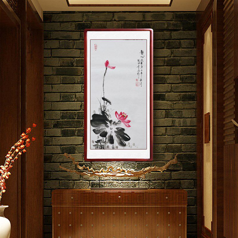国画荷卷轴装裱纯手绘真迹客厅装饰画写意鸟画卧室水墨画