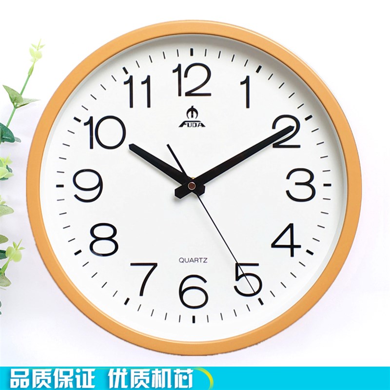 富达挂钟客厅静复古时钟卧室圆形仿木现代创意石英钟图片