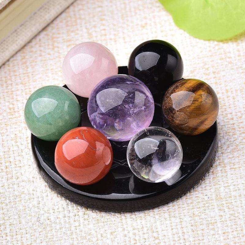 天然水晶球七星阵摆件七色圆球家居客厅玄关办公桌面摆设