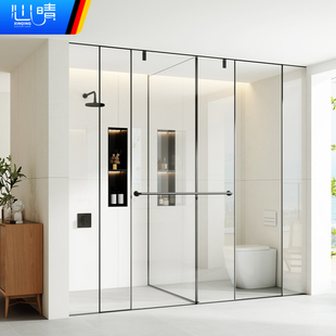 心晴浴室干湿分离下沉式一门两用型无边框房移门