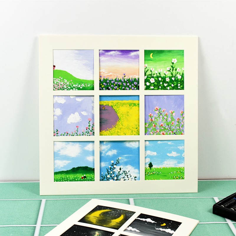 昊拓 油画棒白色画框10X10正方形四九宫格框 卡纸相框框学生作品