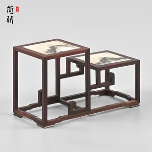 大红酸枝岩板博古架实木底座低台红木紫砂壶茶具盆景托架