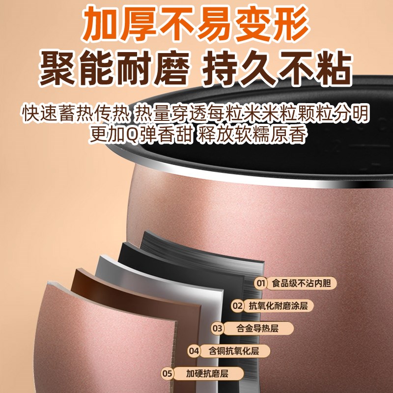 智能电饭锅球形釜胆不粘家用2LLL5L升锅芯老式通用加厚煲胆
