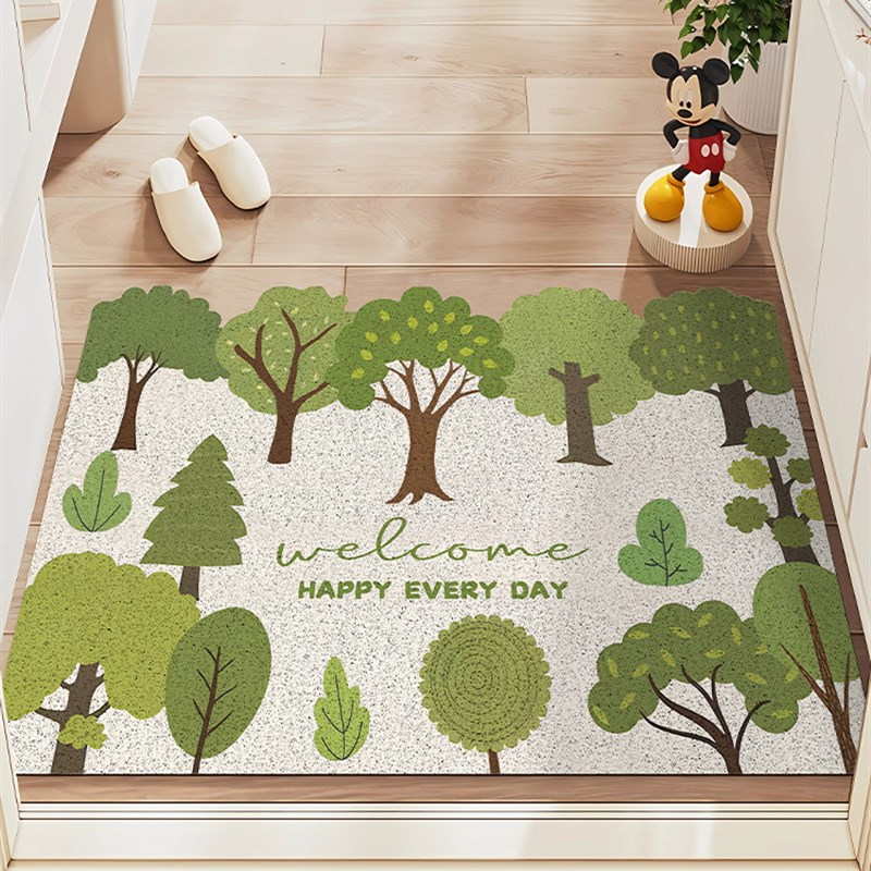 22春季新款花卉入户门地垫防滑脚踩垫定制pc丝圈垫家用玄关