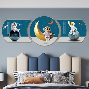 现代儿童房间装饰画温馨卧室床头背景墙壁画卡通男孩女孩挂画