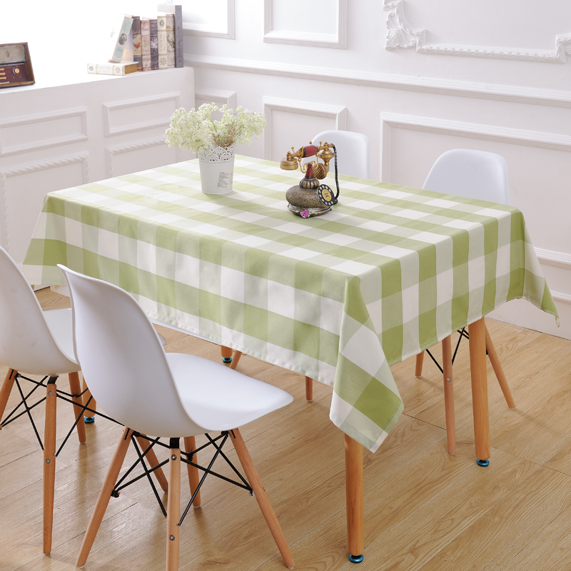 地中海茶几桌布布艺格子布餐桌布长方形in少女心正方形家用台布
