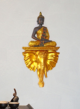 泰式大象头壁挂件酒店会所坐佛东南亚装饰工艺品象上有财