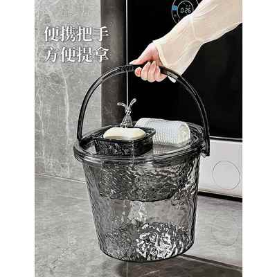 水桶家用塑料纯净空桶提手盖子大容量大号圆桶加厚透明储水洗衣桶