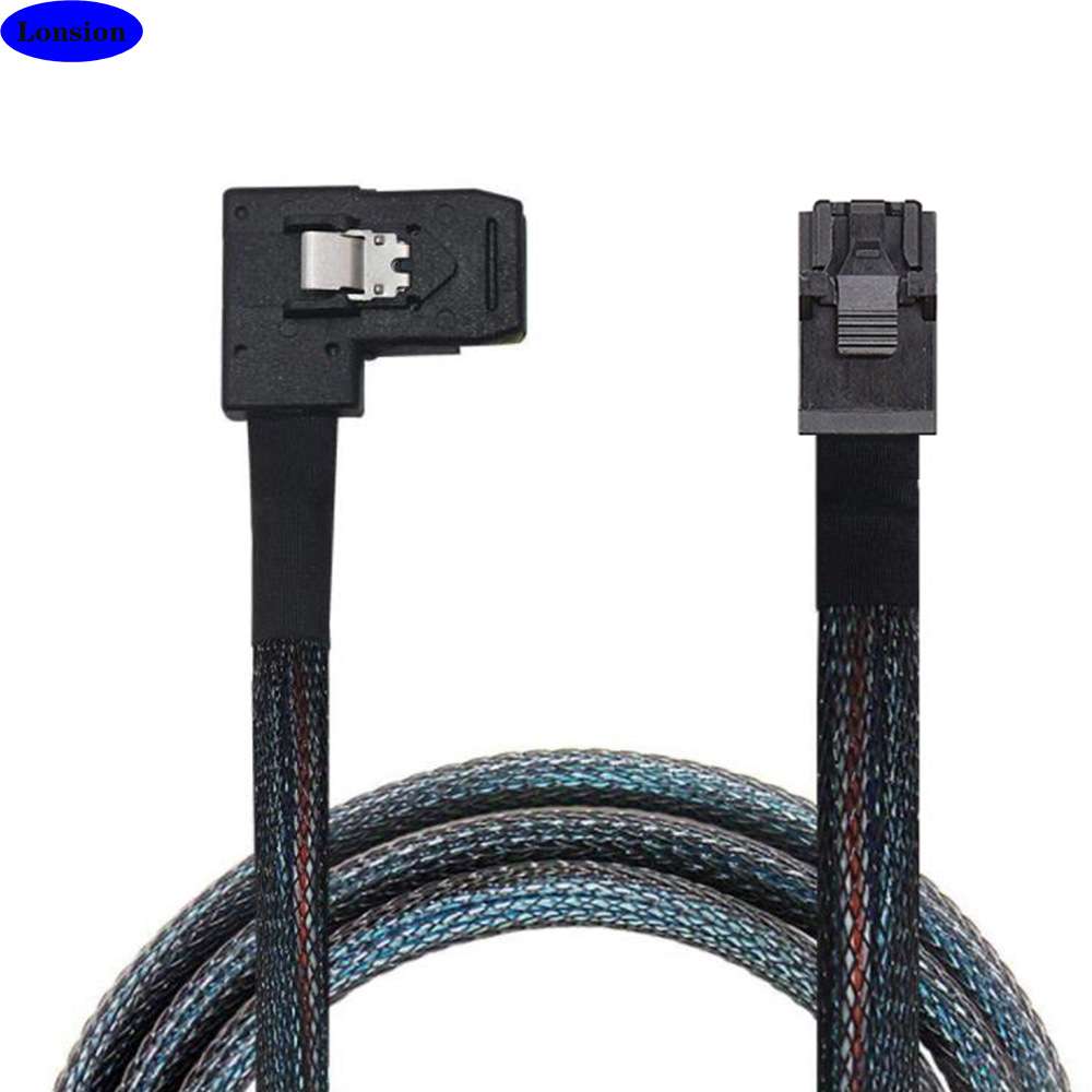 MINI SAS HD SFF-8643 4I转SAS SFF-8087右弯服务器内部连接线