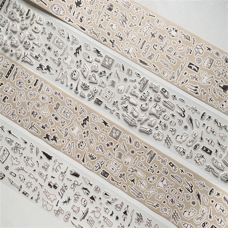 一个小沙丘整卷分装杂货铺手绘元素基础deco点缀切膜贴纸卷手帐