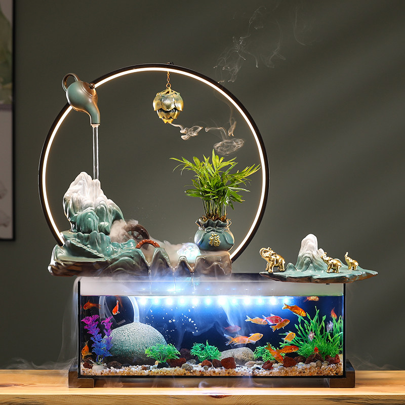 流水循环水客厅电视柜装饰品办公室桌面鱼缸乔迁礼品自带过,家居饰品,装饰摆件,淘宝优惠券,粉丝福利购,淘宝优惠卷