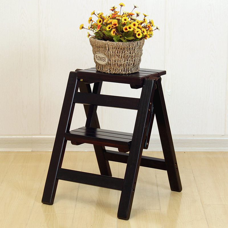 实木折叠梯多功能家用梯子创意室内登高二步小梯子加厚楼体椅