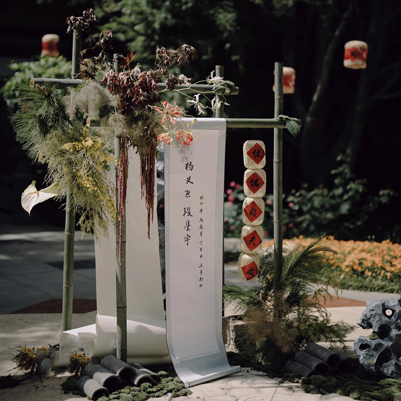 婚宴竹架子搭建竹竿迎宾花展框支架节庆礼道具美陈灯笼造景装饰品