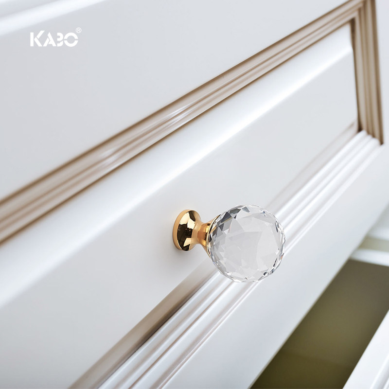 德国KABO衣柜拉手柜门水晶拉手单孔钻石橱柜玻璃球小把手抽屉拉手
