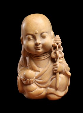 天然小叶黄杨木实木雕刻唐藏文玩物家居装饰工艺品