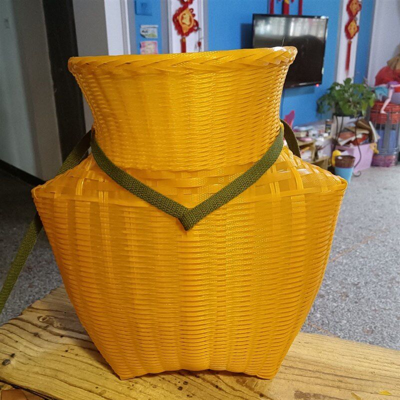 仿竹编塑料乡下竹鱼篓老式黄鳝鱼篓加厚手工编织篮子成品