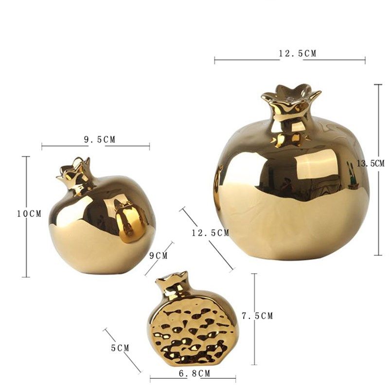 新现代创意陶瓷金色石榴书柜书房茶几院桌面软装饰品,家居饰品,装饰摆件,淘宝优惠券,粉丝福利购,淘宝优惠卷