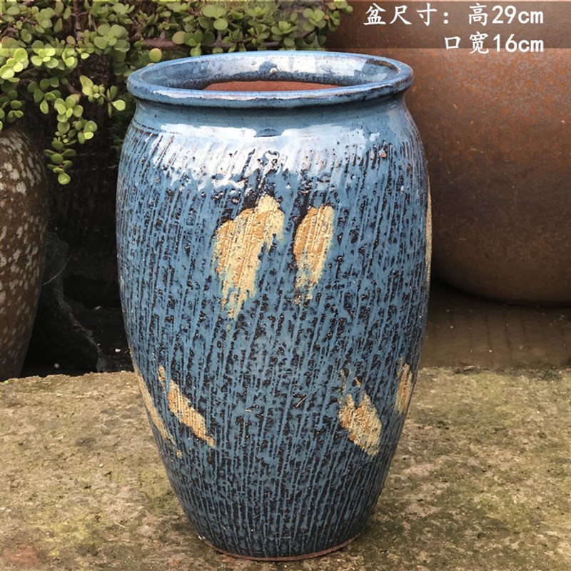 粗陶盆特大号直筒紫砂花盆透气陶罐多肉老庄盆高法师植物玉坠盆
