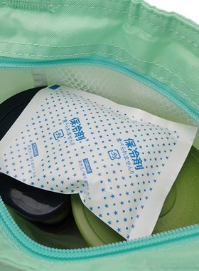 绿色圆点饭盒袋  饭盒包 保冷便当包带冰袋 防水轻便饭盒兜