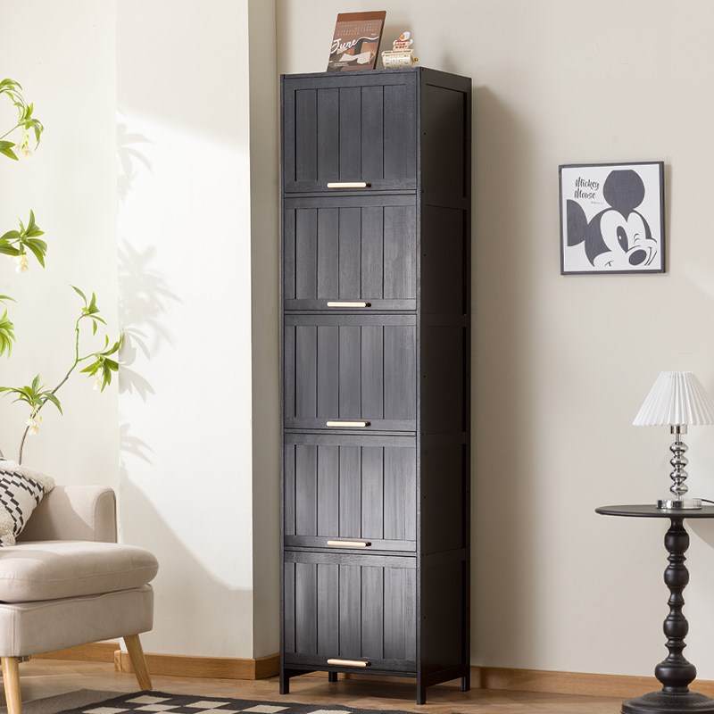 书柜现代简约带门防尘格子柜组合立柜窄柜储物柜置物书架落地实木