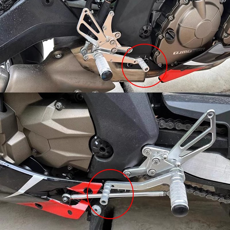 适用钱江QJ赛00/赛5s改装件升高脚踏挂档杆刹车杆踩头大小脚柱