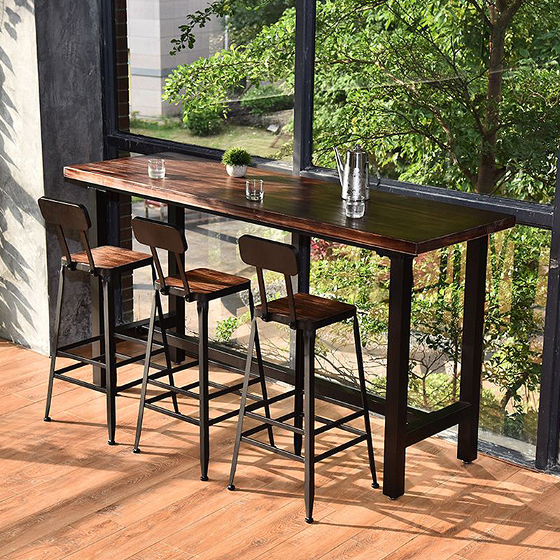 定制吧台桌椅高脚凳椅实木长桌椅咖啡厅餐桌椅复古酒吧桌椅