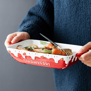 陶瓷烤盘芝士焗饭陶瓷烤碗家用创意饭盘微波炉烤箱碗盘看的盘子