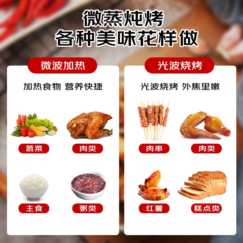 格兰仕微波炉家用小型光波炉烤箱一体机20升平板机械式旋钮多功能