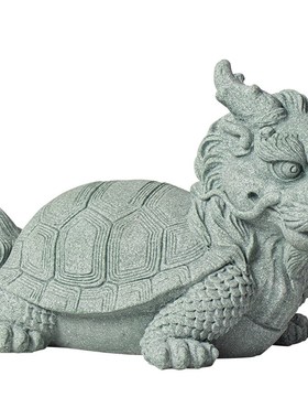 国潮瑞兽龙龟招财流水循环水创意麒麟出水古法养鱼缸装饰