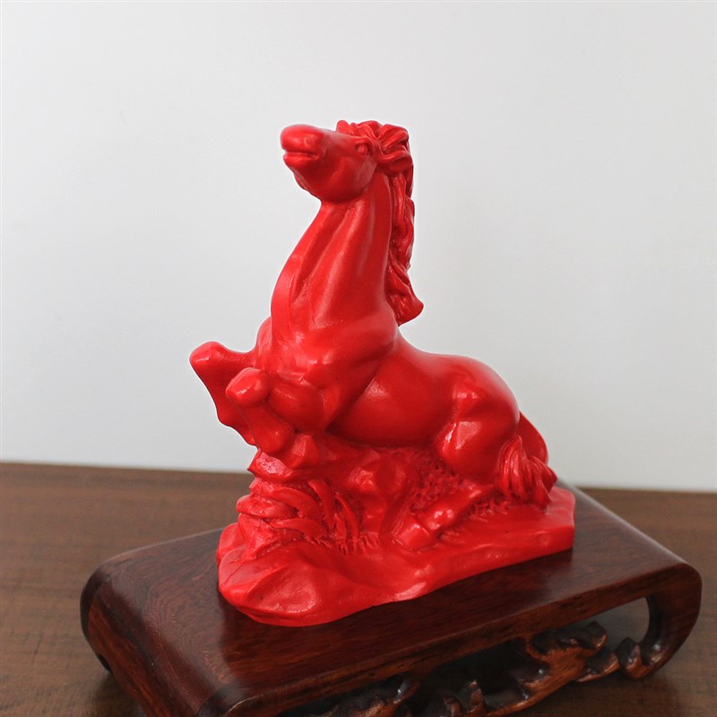 红朱砂桌面小摆件生肖马属相复古电脑桌书桌小装饰品中式摆设