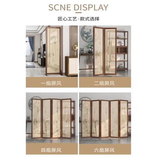 新隔断客厅隔断屏风入户玄关木质乔其纱隔断折屏定制