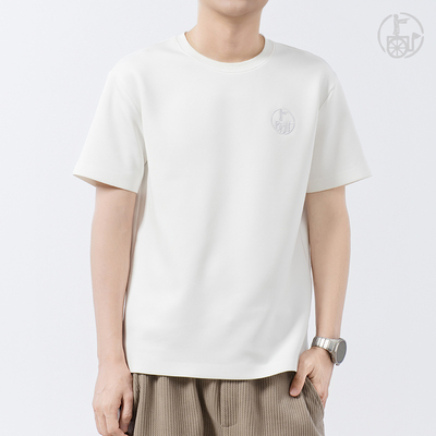 独夫之心原创莫代尔压胶5A抗菌短袖圆领休闲男女透气