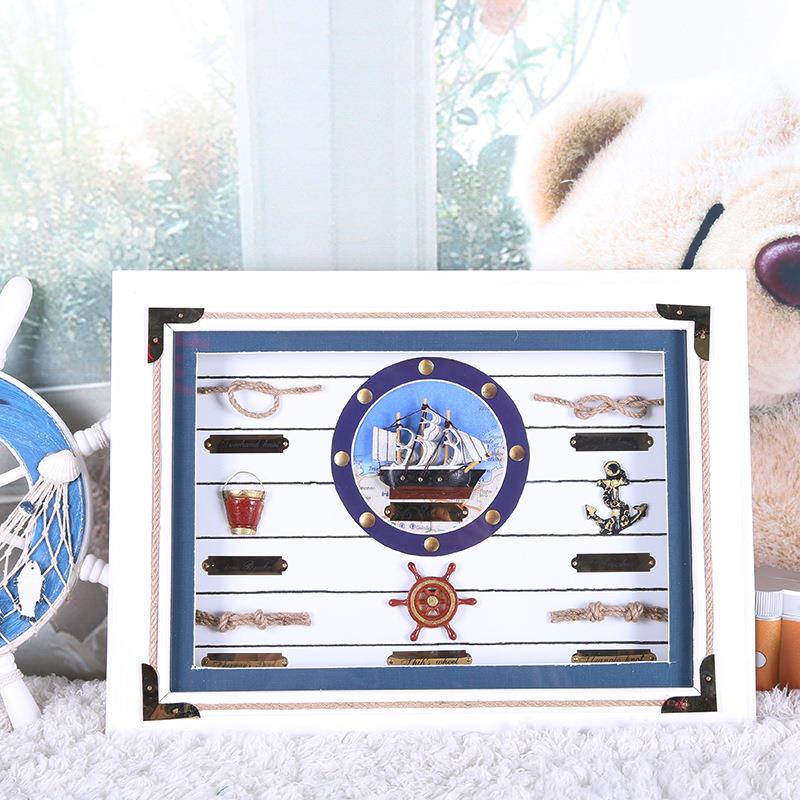 地中海相框挂墙式绳结框海洋挂画家居木质装饰品挂墙摆件