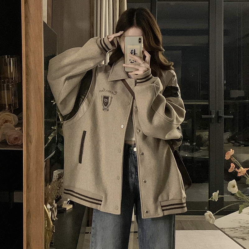 美式覆古棒球服外套女2025春秋新款欧美街头oversize宽松夹克潮牌