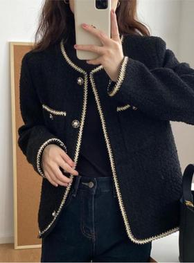 加码法国社会名流绗缝夹克在秋天的妇女，小香味风格，高端，娇小