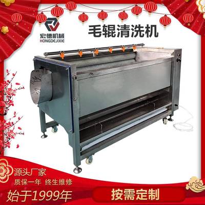 猪蹄毛辊清洗机商用全自动土豆清洗去皮机芋头毛刷清洗设备