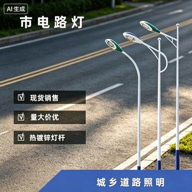 天津LED市电路灯杆6/8/10米路灯杆市政镀锌加厚钢材社区农村道路