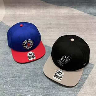 街头美式马刺队棒球帽步行者篮球拼色硬顶街舞嘻哈快船队平沿帽子