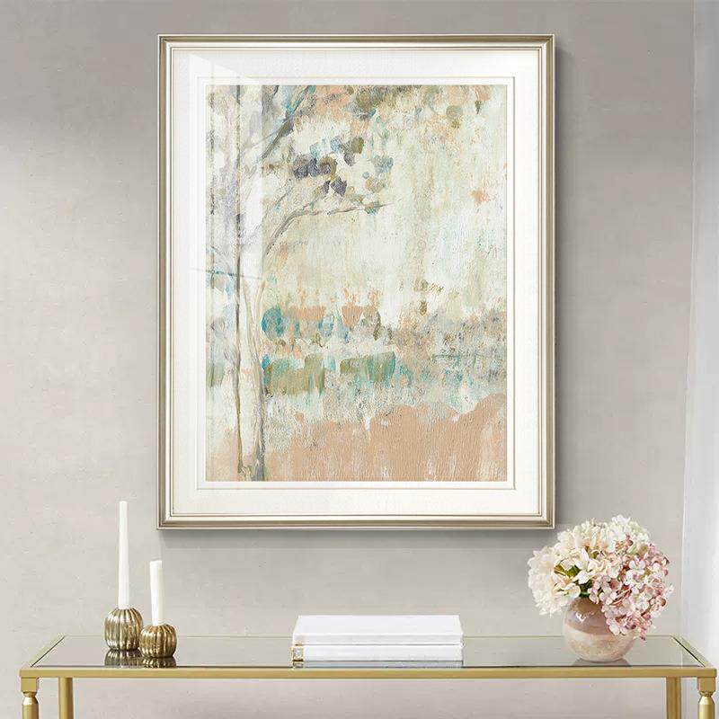 简约美式客厅装饰画抽象枫叶简美沙发背景挂画轻奢卧室床头装饰画