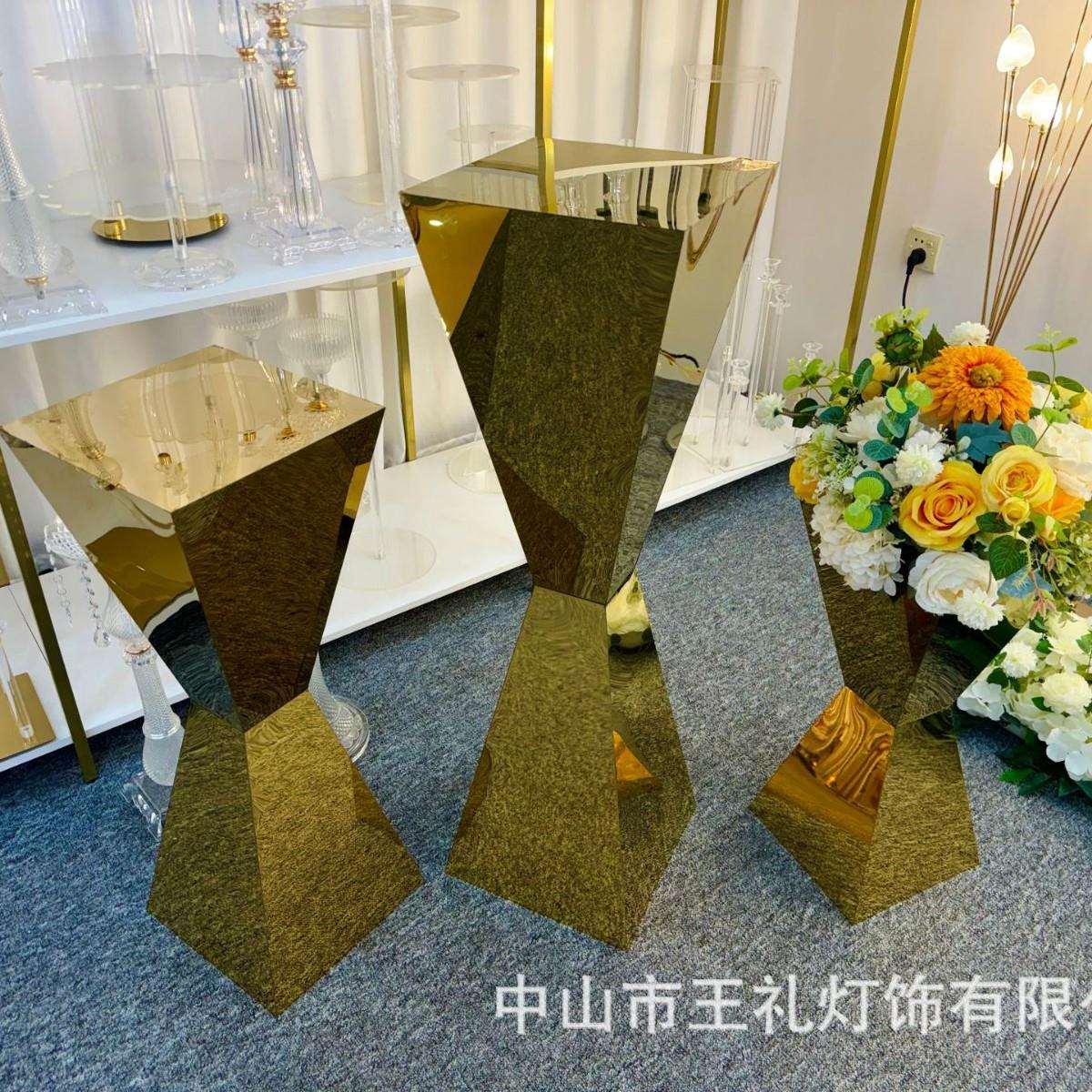 新款北欧现代风不锈钢甜品台花架大型商场婚礼酒店陈列道具摆件