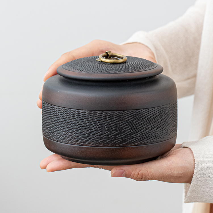 高档非遗紫陶跳刀茶叶罐高级感
