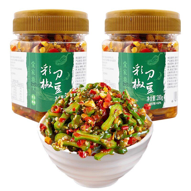 刀豆腌制湖南新鲜酸辣剁辣椒嫩刀豆农家干货咸酱菜开味下饭菜即食