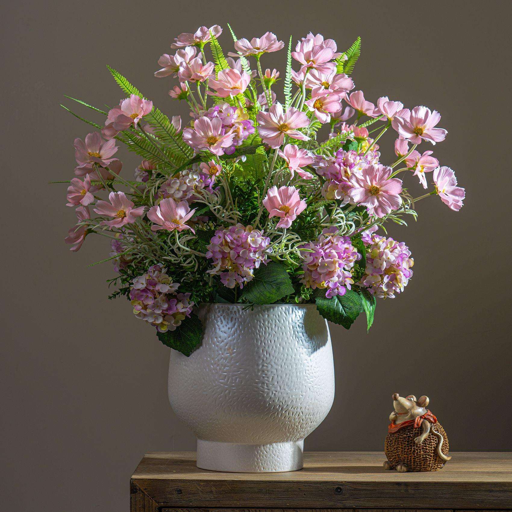 仿真花假花玫瑰高端摆设木绣球餐桌花绿植装饰插花摆件客厅绢花