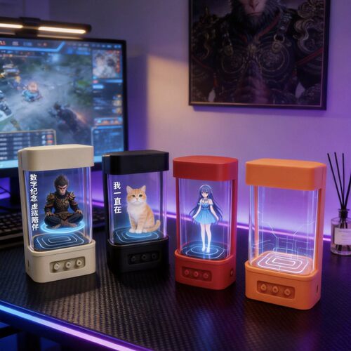 AI桌面智能全息3D投影舱互动聊天DeepSeek豆包听歌AI智能机器人