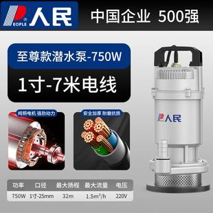 人民潜水泵QDX抽水机小型家用清水泵220V高扬程农用灌溉污水泵